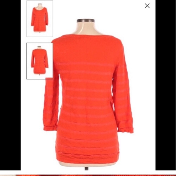 Banana Republic red orange stripe long sleeve cotton blend sweater Sz S - Picture 2 of 5